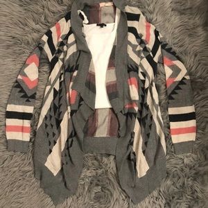 Pink republic tribal Aztec cardigan pink gray